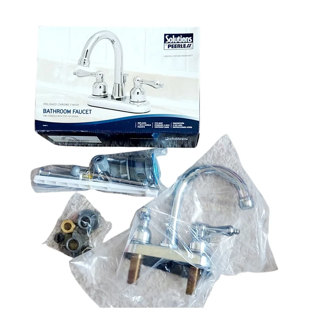 NEW Solutions By Peerless Polished Chrome Two-Handle Bathroom Faucet PopUp Drain